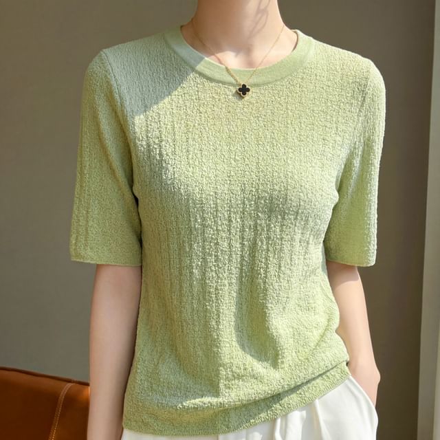 Round Neck Plain Knit Top