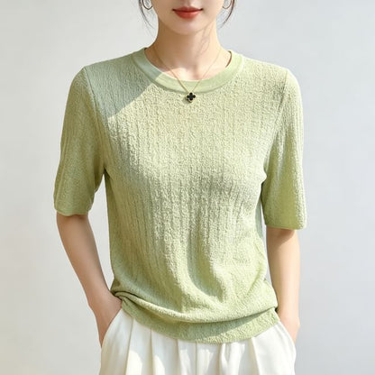 Round Neck Plain Knit Top