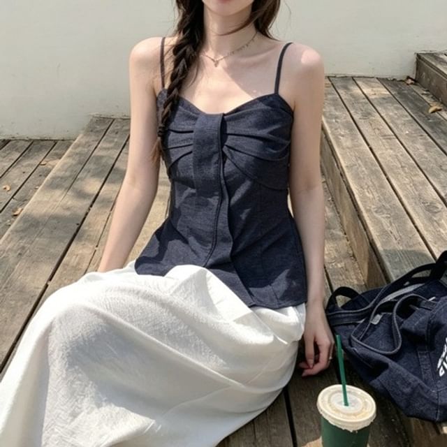 Bow Detail Camisole Top and High Waist Wide Leg Pants