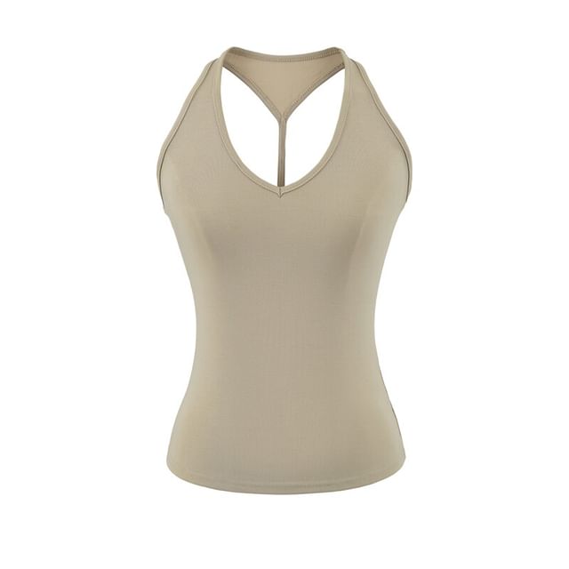 Racerback Sleeveless Solid Crop Top