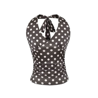 Polka Dot Halter Neck Crop Top