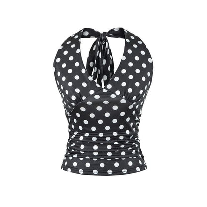 Polka Dot Halter Neck Crop Top