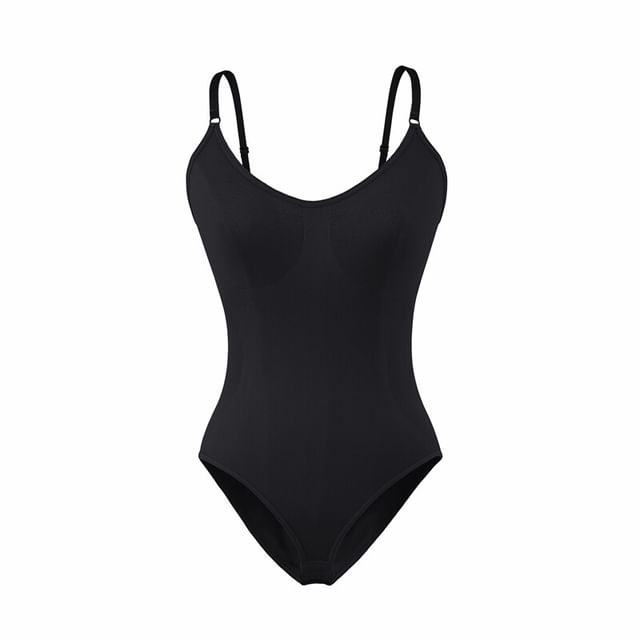 Spaghetti Strap Solid Bodysuit Top