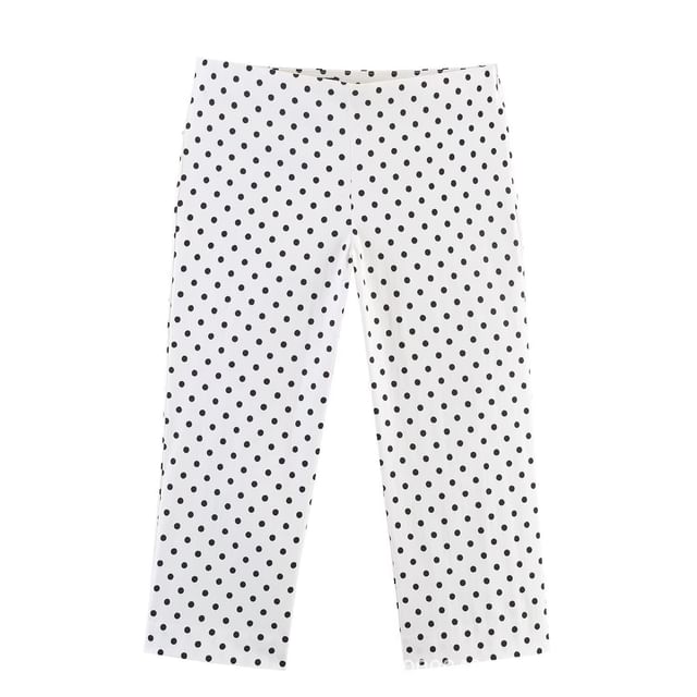 Capri Pants & Lace-Up Polka Dot Shirt Set
