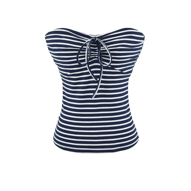 Striped Bow Detail Tube Top