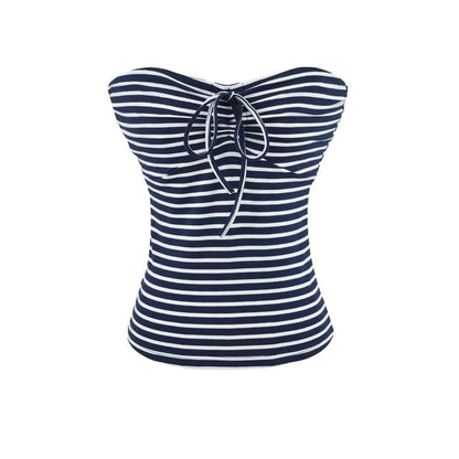 Striped Bow Detail Tube Top