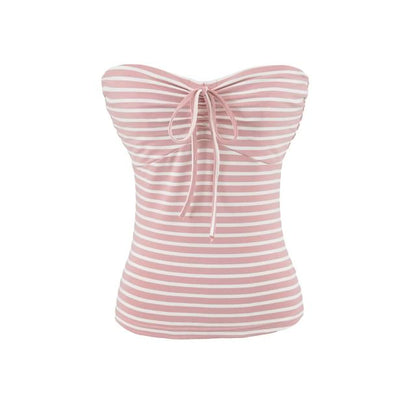 Striped Bow Detail Tube Top