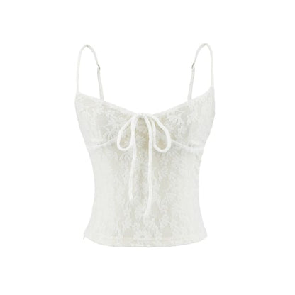 Lace Camisole and Bell Sleeve Cardigan Duo