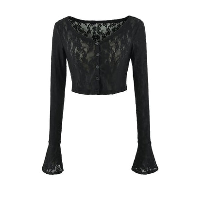 Lace Camisole and Bell Sleeve Cardigan Duo