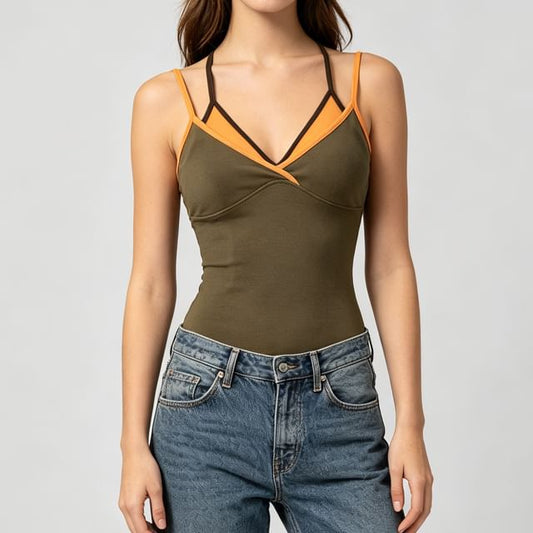Contrast Trim Mock Two-Piece Camisole