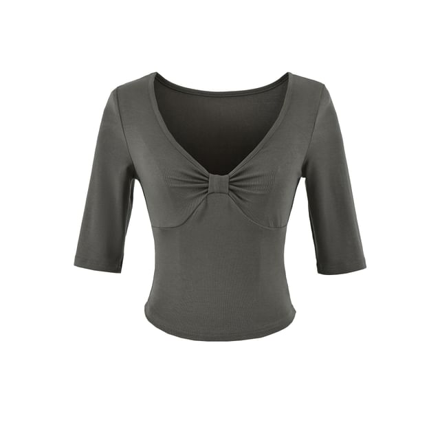 Ruched V-Neck Crop T-Shirt