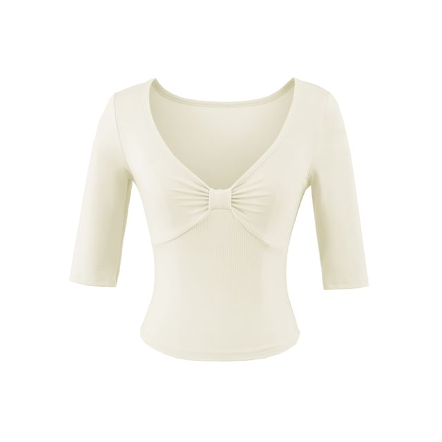 Ruched V-Neck Crop T-Shirt