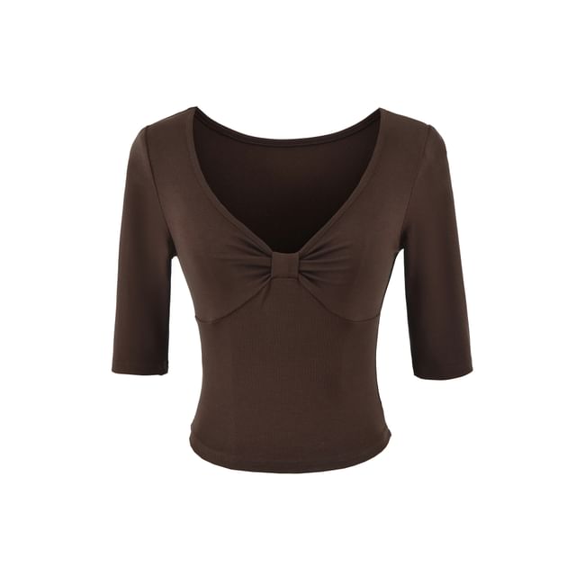Ruched V-Neck Crop T-Shirt