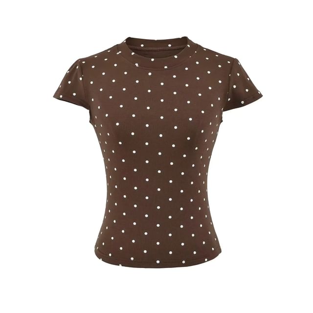 Dotted Crew Neck Crop Tee