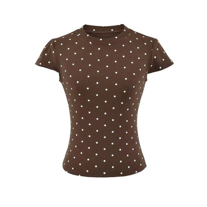 Dotted Crew Neck Crop Tee