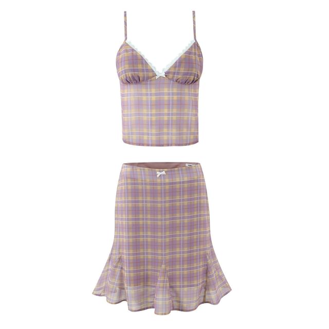Patterned Camisole and Mermaid Skirt Set