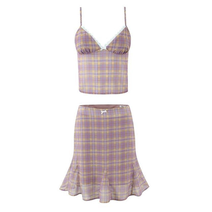 Patterned Camisole and Mermaid Skirt Set