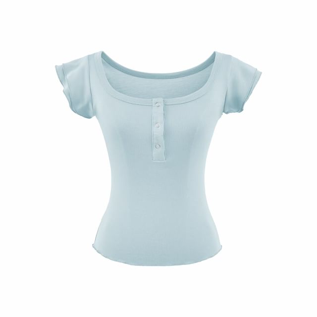 Square Neck Henley T-Shirt