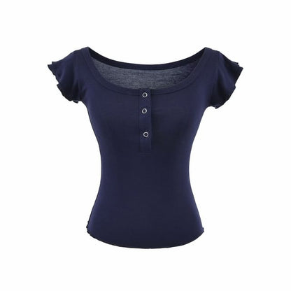 Square Neck Henley T-Shirt