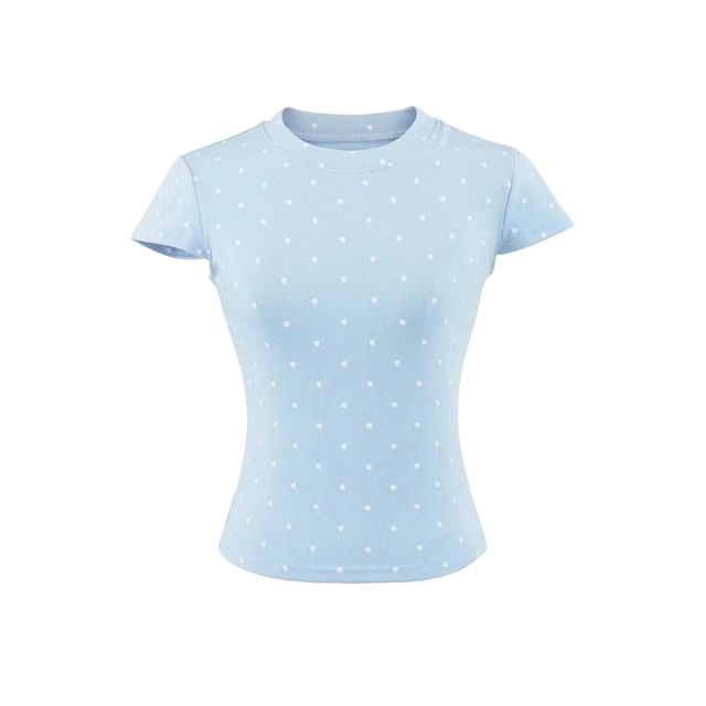 Dotted Crew Neck Crop Tee