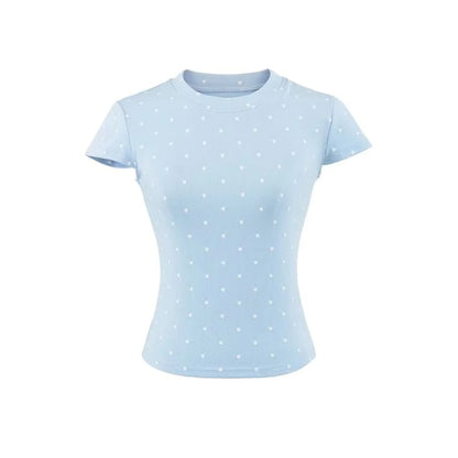 Dotted Crew Neck Crop Tee