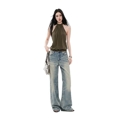 Halter Neck Plain Crop Top