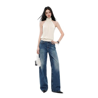 Halter Neck Plain Crop Top