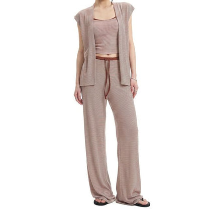 Striped Crop Camisole & Relaxed Drawstring Straight Leg Pants