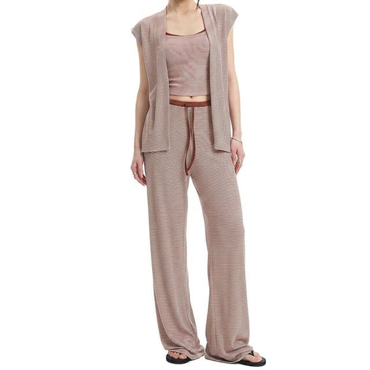 Striped Crop Camisole & Relaxed Drawstring Straight Leg Pants