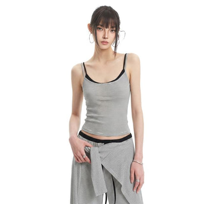 Striped Crop Camisole & Relaxed Drawstring Straight Leg Pants