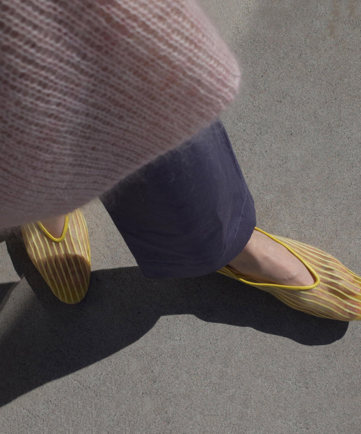 Yellow Women Shoes Mesh Breathable Feet Stylish Splicing Flat