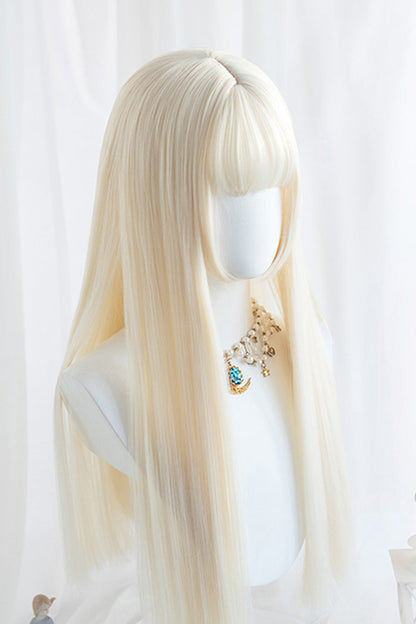 White Milk Straight Long Classic Lolita Wig