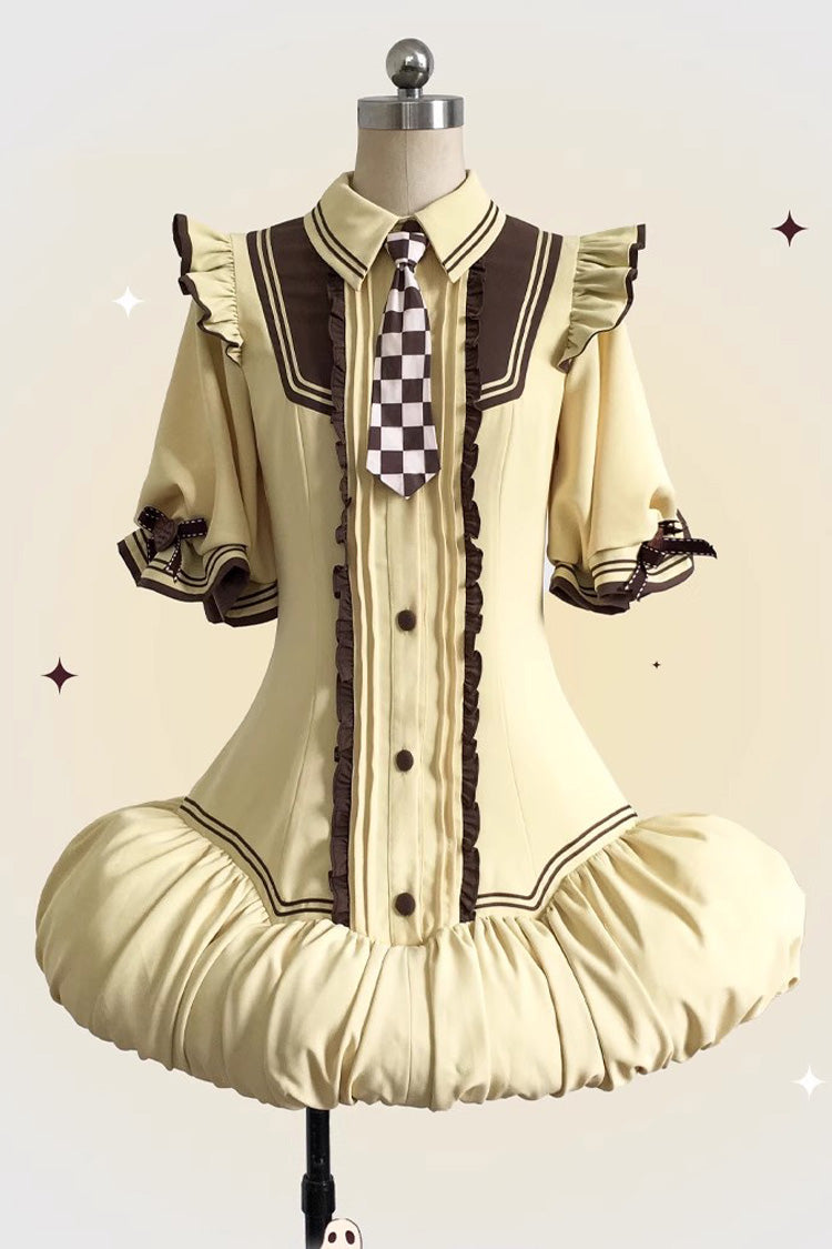 Witch and Paradise Halloween Lolita Dress Set with Ruffle Bow - Short Sleeves