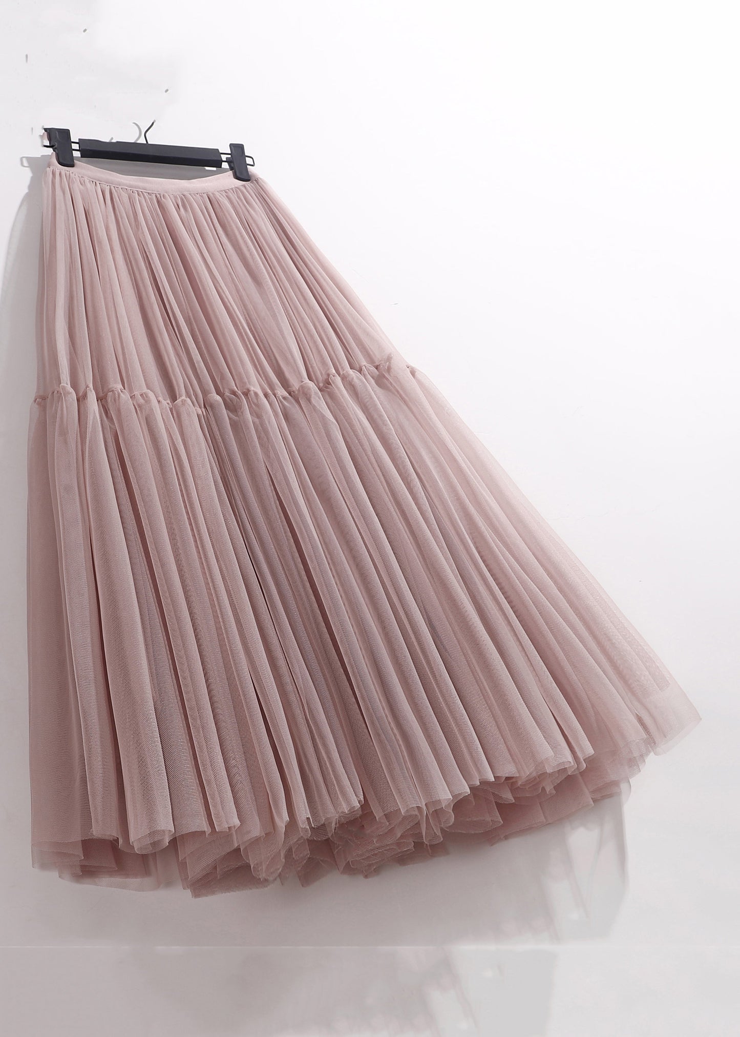Tulle Patchwork High Waist Skirt Loose Summer Pleated Pink