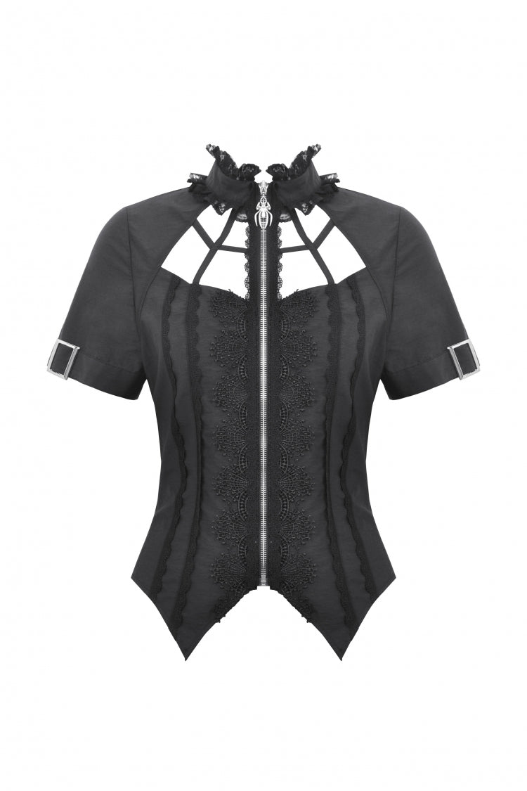 Spider-Shaped Cut-Out Punk Blouse for Women