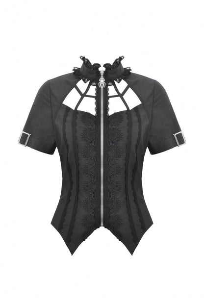Spider-Shaped Cut-Out Punk Blouse for Women