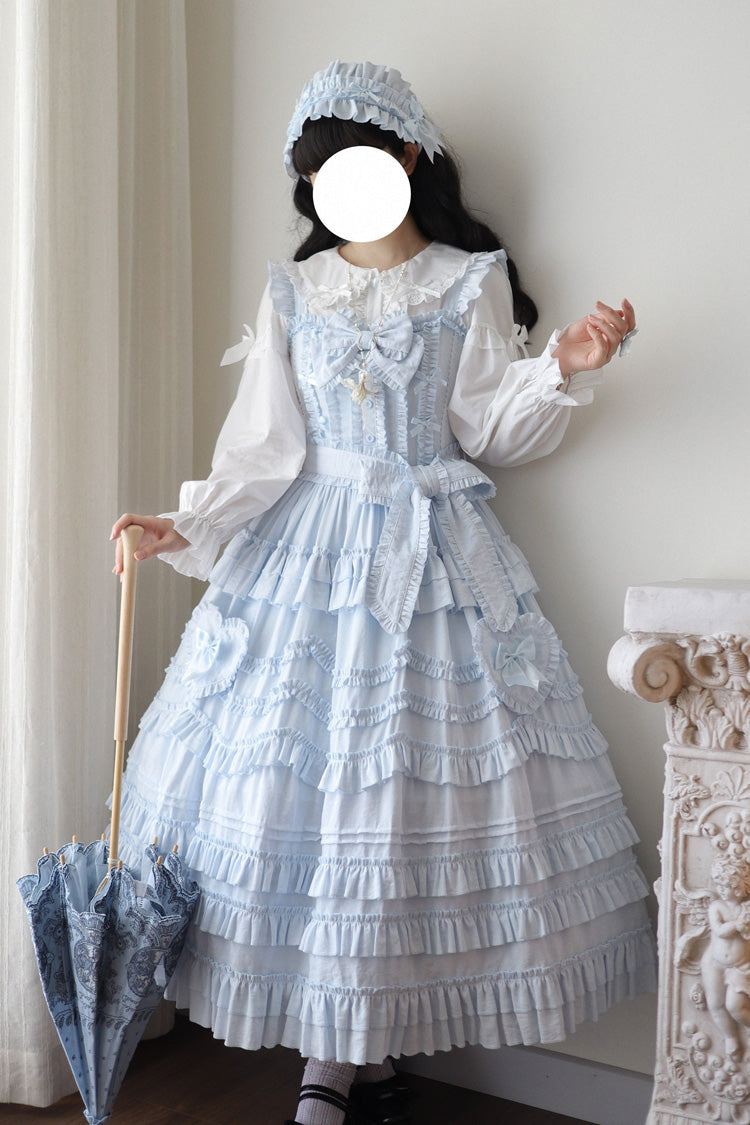 Heart In Love Ruffle Bow Sweet Lolita Jumper Dress