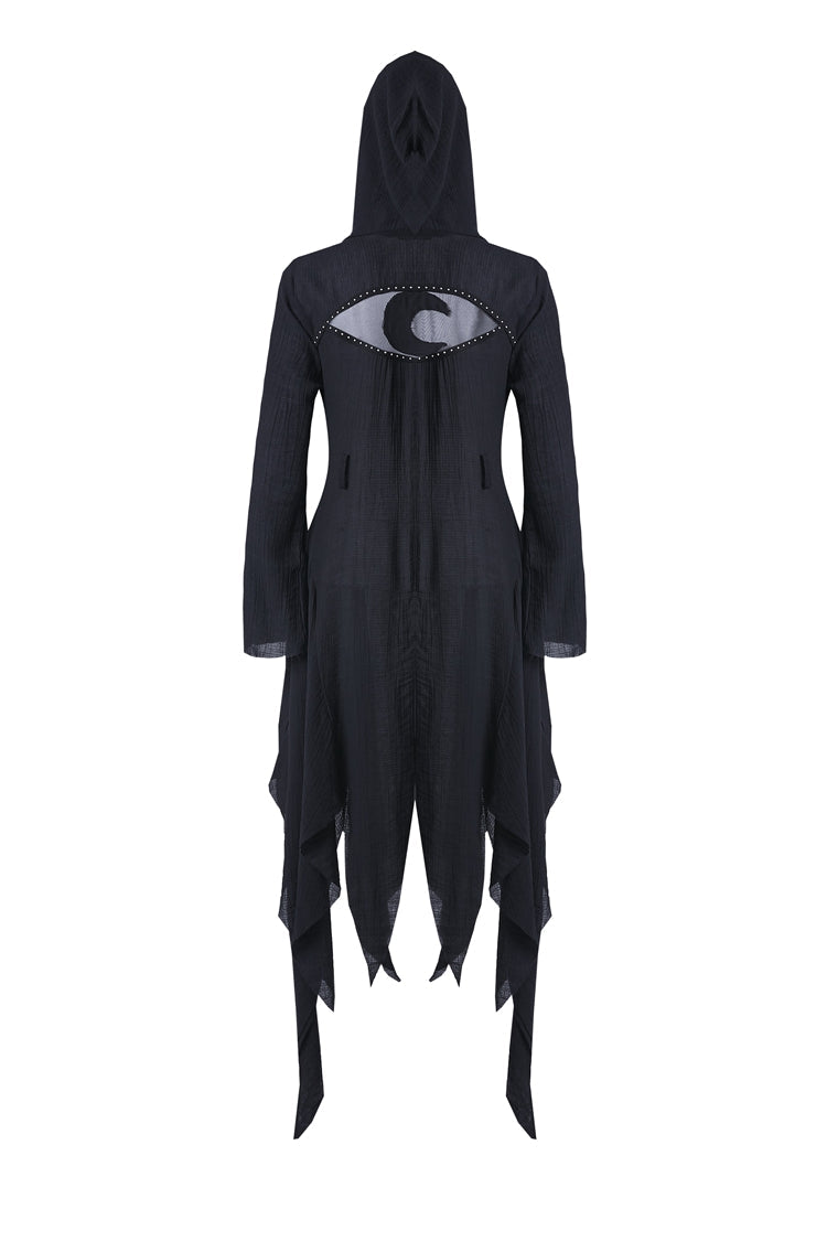 Ebony Long-Sleeve Grunge Vintage Hooded Gothic Coat