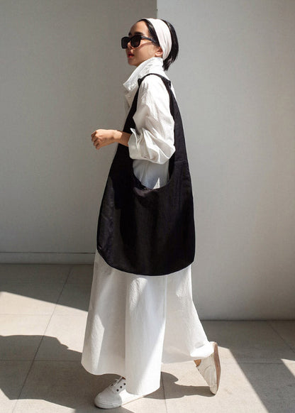 Pan Peter Long Cotton Sleeve Button Boutique Collar Dress White