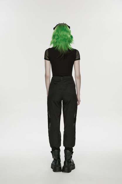 Punk T-Shirt with Rivets and Eyelets for Women
