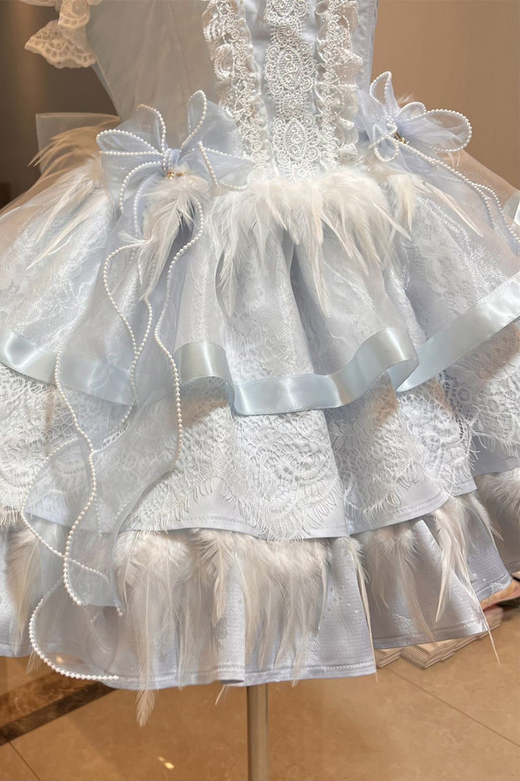 Ballet-Inspired Multi-Layer Ruffle JSK Dress with Bowknot in Three Hues - EtherealGrace