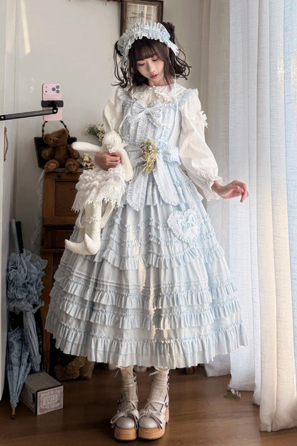 Heart In Love Ruffle Bow Sweet Lolita Jumper Dress