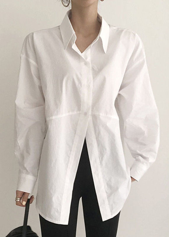 Modern White Peter Pan Collar Button Top Spring TT1004