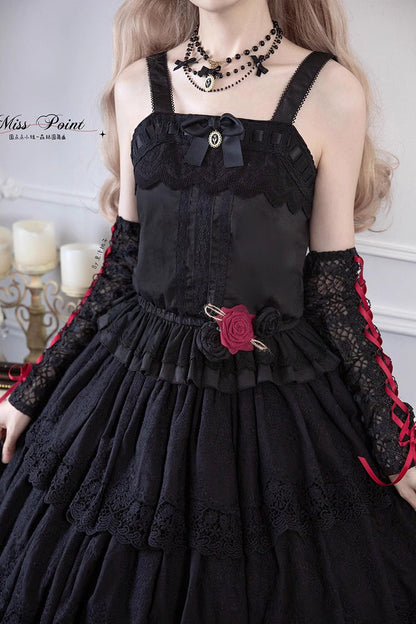 Ebony Embroidered Sweet Suspender Top - Forest Waltz