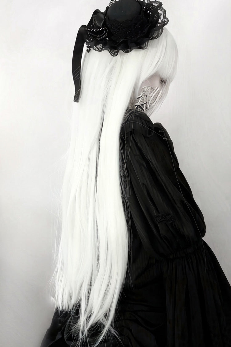 Full Bangs Long Straight Wig in Moonlight White