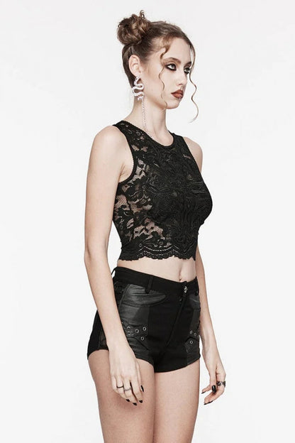 No-Sleeve Cross Embroidery Lace Gothic Waistcoat