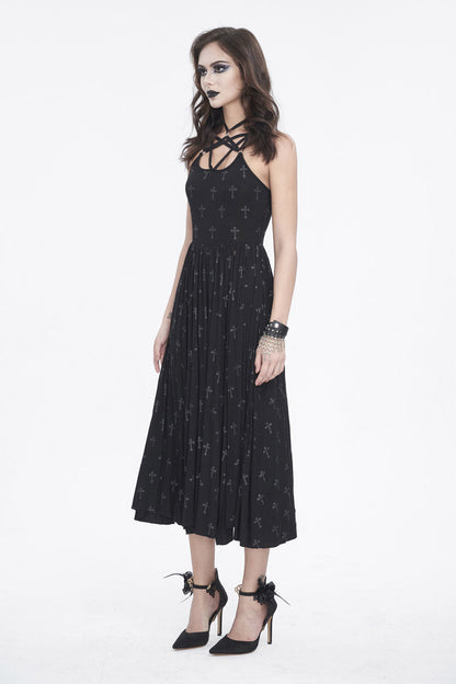 Strappy Split Dark Gothic Dress for Women - Punk Style