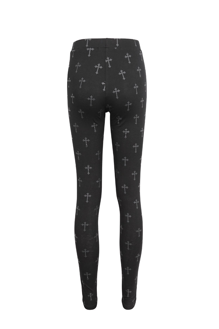 Hollow Cut-Out Punk Leggings for Women - Black