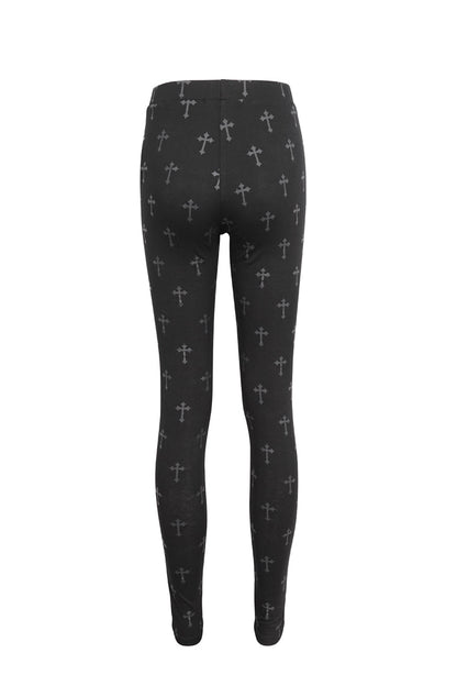 Hollow Cut-Out Punk Leggings for Women - Black