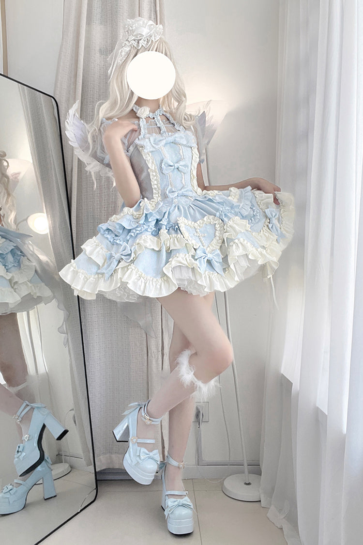 Heart of Butterfly Embroidery Ruffle Ballet Lolita JSK Set